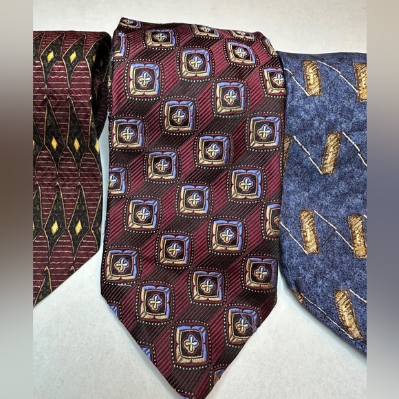 Lot of 4 JZ Richards Xtra Long 100% Silk Men’s Neckties Maroon Blue Tan Black - Picture 12 of 12